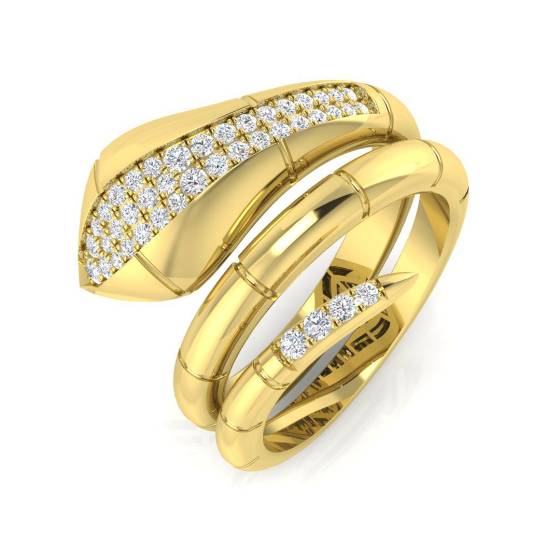 0.27ct SI1/G Round cut Natural Diamond Designer Ring in 18k Yellow Gold