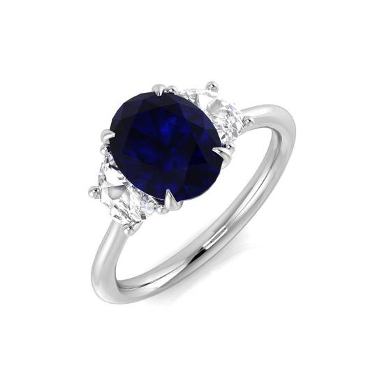 2.04ct SI1/G Oval cut Blue Sapphire Gemstone Ring in Platinum
