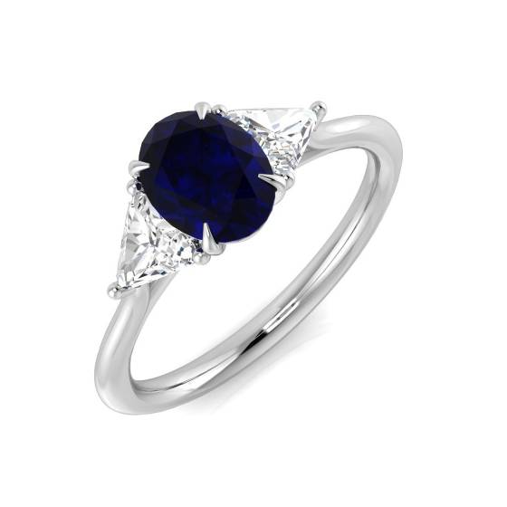 1.70ct SI1/G Oval cut Blue Sapphire Gemstone Ring in Platinum
