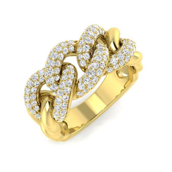 0.75ct SI2/G Round cut Natural Diamond Designer Ring in 18k Yellow Gold