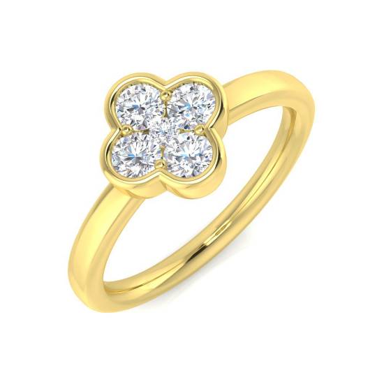 0.42ct SI2/G Round cut Natural Diamond Designer Ring in 18k Yellow Gold