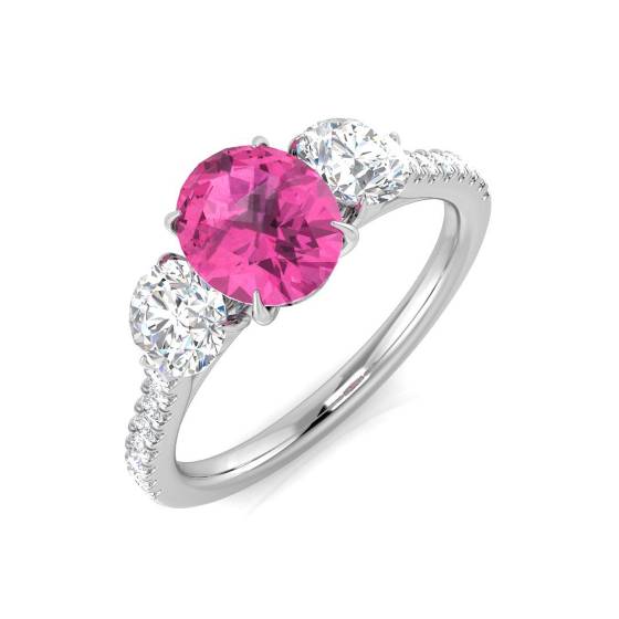 2.36ct SI2/G Oval cut Pink Sapphire Gemstone RIng in Platinum