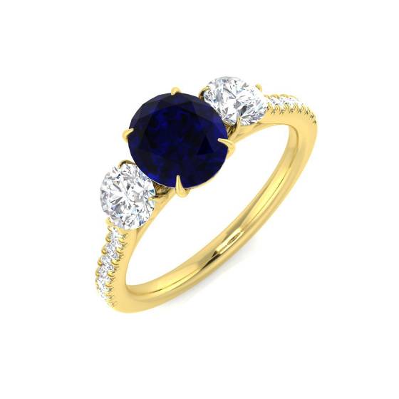 1.87ct SI1/G Oval cut Blue Sapphire Gemstone Ring in 18k Yellow Gold