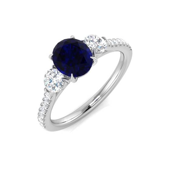 1.55ct SI1/G Oval cut Blue Sapphire Gemstone Ring in Platinum
