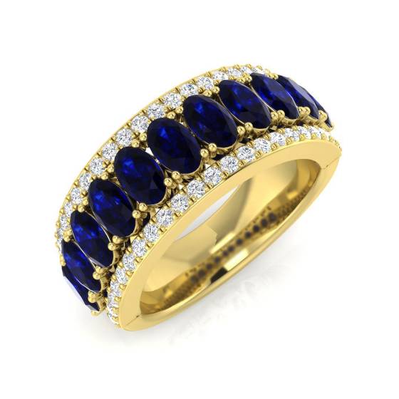 3.23ct SI2/G Oval cut Blue Sapphire Gemstone Ring in 18k Yellow Gold