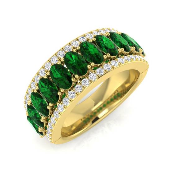 2.92ct SI2/G Oval cut Emerald Gemstone Ring in 18k Yellow Gold