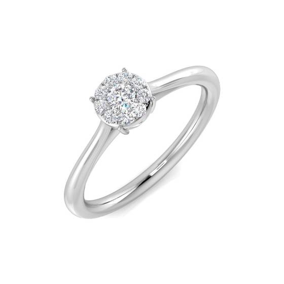 0.12ct SI2/G Round cut Cluster Natural Diamond Ring in 9k White Gold