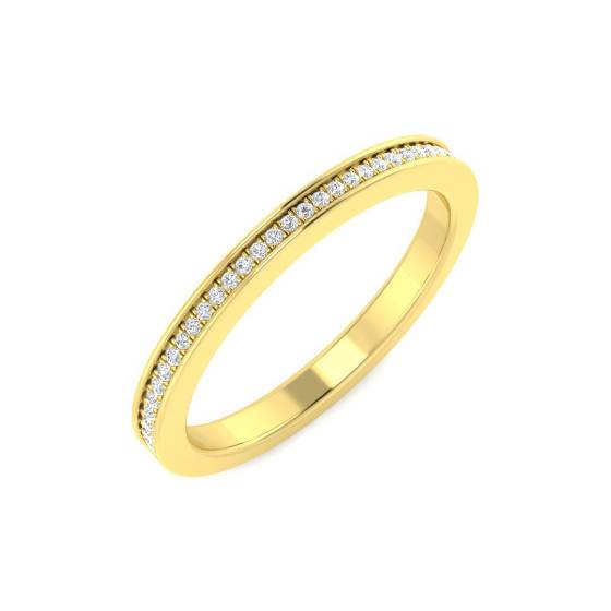 0.09ct SI1/G Round cut Natural Diamond Half Eternity Ring in 18k Yellow Gold