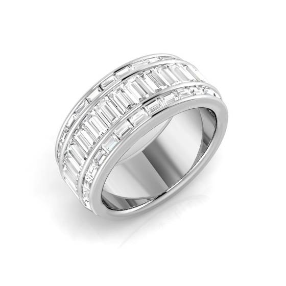 2.05ct SI1/G Baguette cut Natural Diamond Designer Ring in 9k White Gold