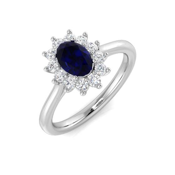 0.92ct SI2/G Oval cut Blue Sapphire Ring in Platinum