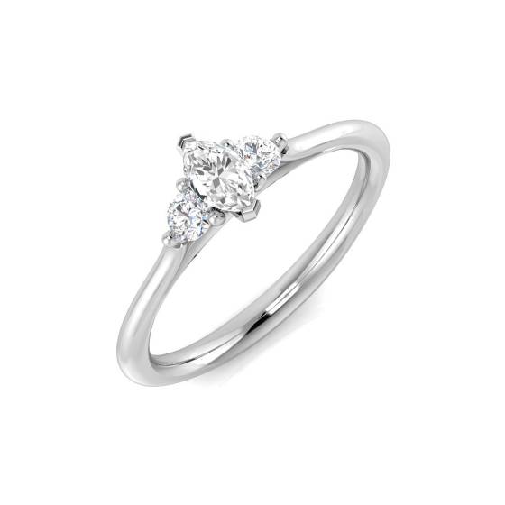 0.38ct SI2/G Marquise cut Natural Diamond Trilogy Ring in Platinum