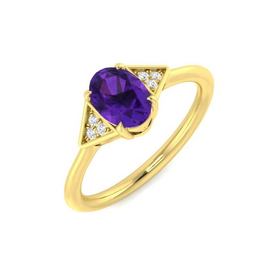 0.61ct I1/G Oval cut Amethyist Gemstone Ring in 9k Yellow Gold