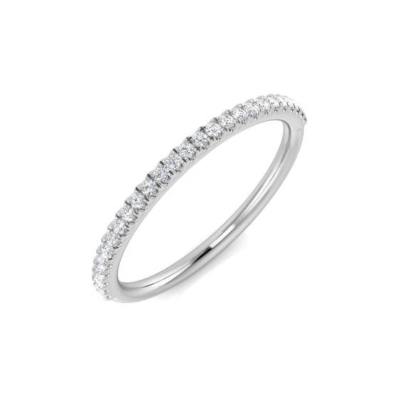 0.13ct I1/G Round cut Natural Diamond Half Eternity Ring in 18k White Gold