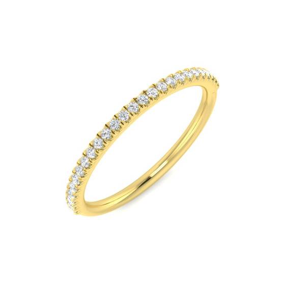 0.13ct I1/G Round cut Natural Diamond Half Eternity Ring in 18k Yellow Gold