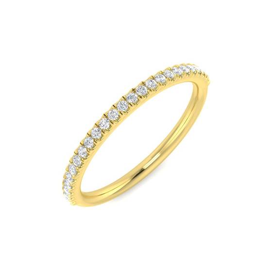 0.14ct I1/G Round cut Natural Diamond Half Eternity Ring in 18k Yellow Gold
