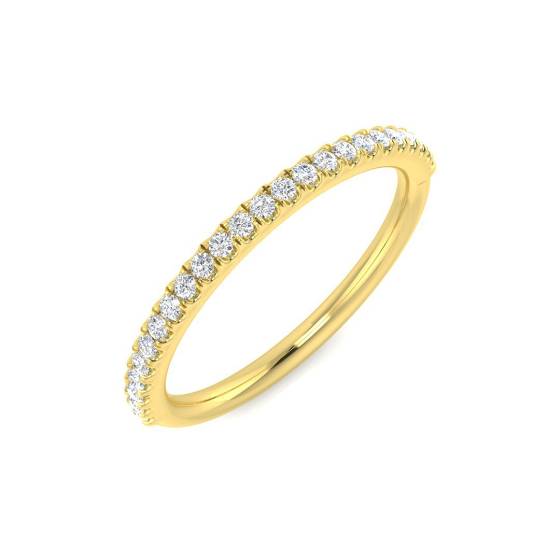 0.19ct I1/G Round cut Natural Diamond Half Eternity Ring in 18k Yellow Gold