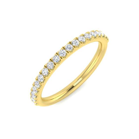 0.24ct I1/G Round cut Natural Diamond Half Eternity Ring in 18k Yellow Gold