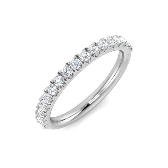 0.33ct I1/G Round cut Natural Diamond Half Eternity Ring in 18k White Gold