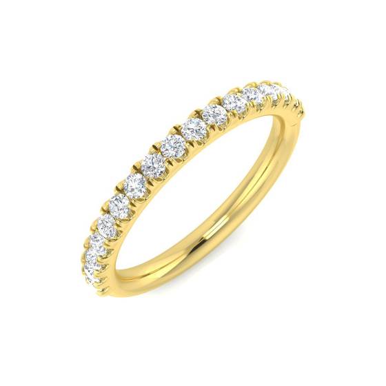 0.33ct I1/G Round cut Natural Diamond Half Eternity Ring in 18k Yellow Gold