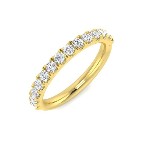 0.50ct I1/G Round cut Natural Diamond Half Eternity Ring in 9k Yellow Gold