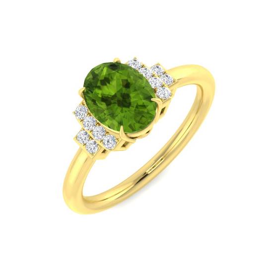 1.29ct I1/G Oval cut Peridot Gemstone Ring in 9k Yellow Gold
