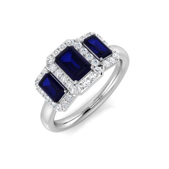 1.67ct SI2/G Emerald cut Blue Sapphire Ring in Platinum