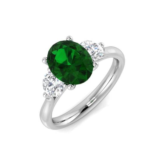 2.88ct SI1/G Oval cut Emerald Gemstone Ring in Platinum