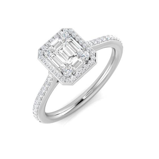 0.48ct SI2/G Baguette cut Natural Diamond Designer Ring in 9k White Gold