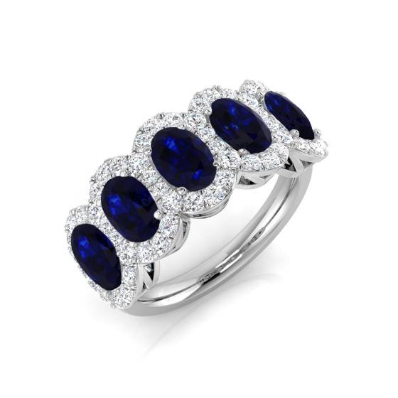 2.92ct SI2/G Oval cut Blue Sapphire Ring in Platinum