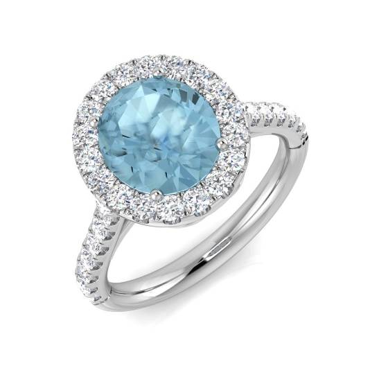 1.98ct SI2/G Oval cut Aquamarine Gemstone Ring in 9k White Gold