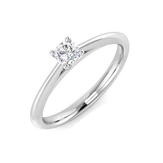 0.25ct I1/G Round cut Natural Diamond Solitaire Engagement Ring in 9k White Gold