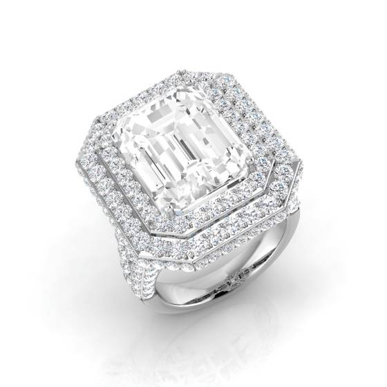 13.23ct I1/K Radiant cut Halo Natural Diamond Ring in Platinum