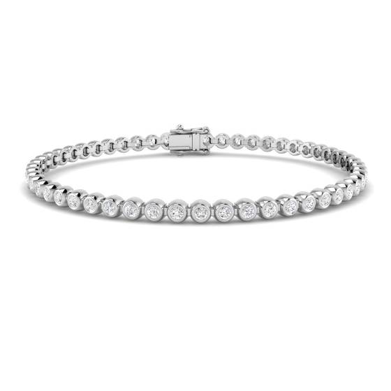 1.97ct I1/G Round cut Natural Diamond Tennis Bracelet in 18k White Gold