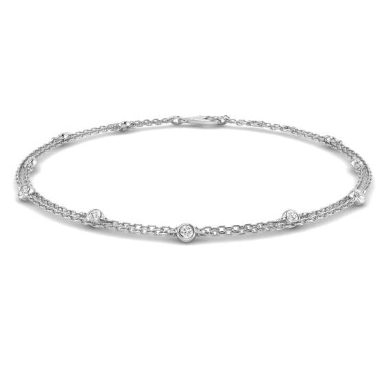 0.15ct SI2/G Round cut Natural Diamond Designer Bracelet in 18k White Gold
