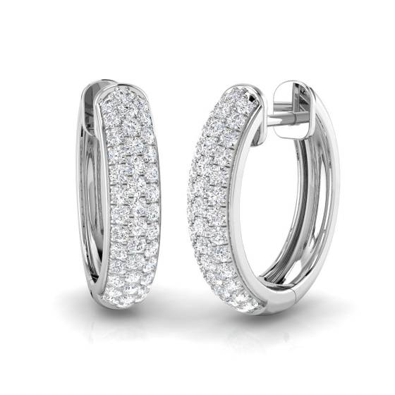 0.69ct SI2/G Round cut Natural Diamond Hoop Earrings in 18k White Gold