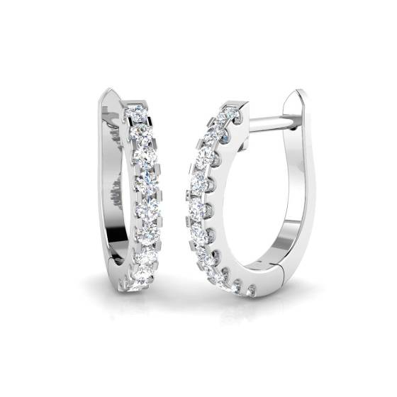 0.20ct SI2/G Round cut Natural Diamond Hoop Earrings in 18k White Gold
