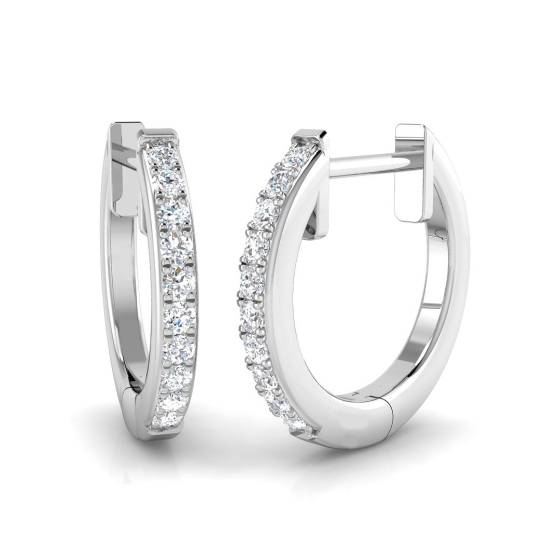 0.10ct SI2/G Round cut Natural Diamond Hoop Earrings in 18k White Gold