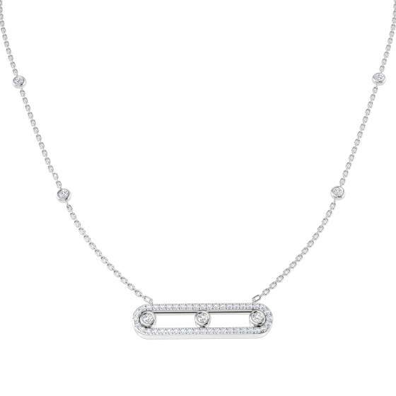 0.47ct SI1/G Round cut Natural Diamond Spectacle Necklace in 18k White Gold