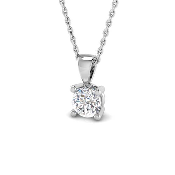 0.50ct I1/G Round cut Natural Diamond Solitaire Pendant in 18k White Gold