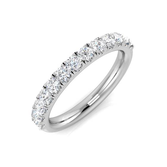 0.49ct SI2/G Round cut Natural Diamond Half Eternity Ring in 9k White Gold