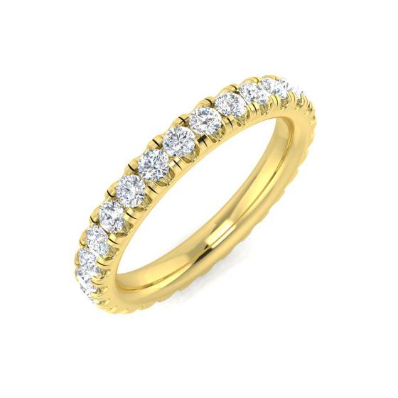 0.99ct SI2/G Round cut Natural Diamond Full Eternity Ring in 18k Yellow Gold