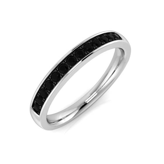 0.20ct SI1/G Round cut Black Diamond Half Eternity Ring in 18k White Gold