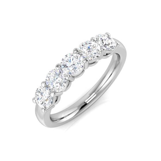 1.21ct VS/F Round cut Lab Grown 5 Stone Natural Diamond Ring in Platinum