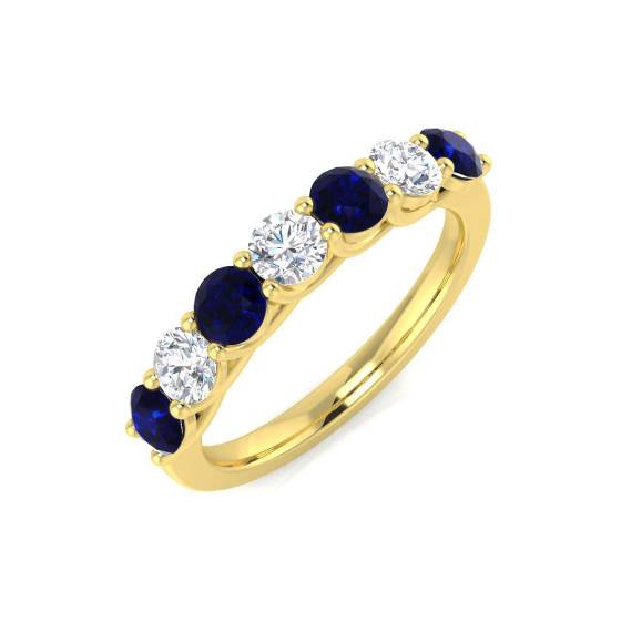 0.83ct SI2/G Round cut Blue Sapphire Gemstone Ring in 18k Yellow Gold