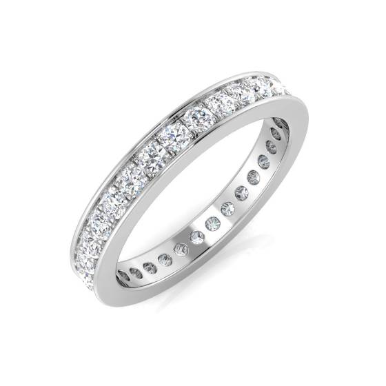 0.80ct SI2/G Round cut Natural Diamond Full Eternity Ring in 18k White Gold