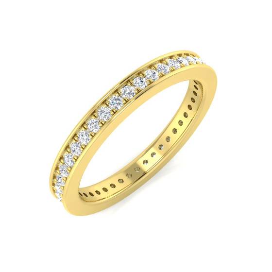 0.47ct SI2/G Round cut Natural Diamond Full Eternity Ring in 18k Yellow Gold