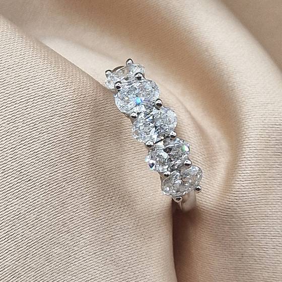 1.50ct VVS/F Oval Cut Lab Grown Diamond Five Stone Ring
