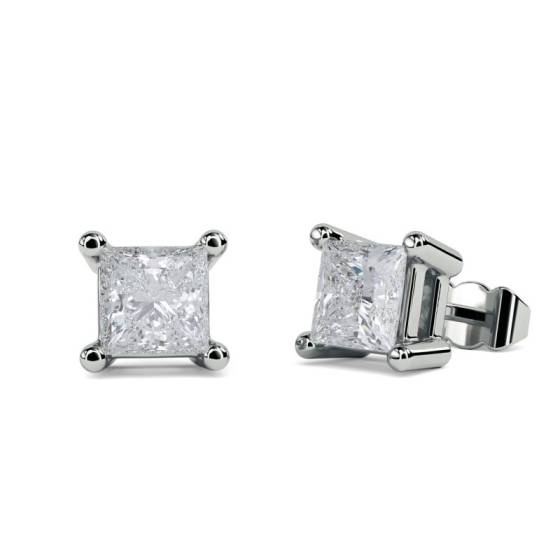 0.30ct VS2/F Princess Cut Natural Diamond Gents Stud Earrings