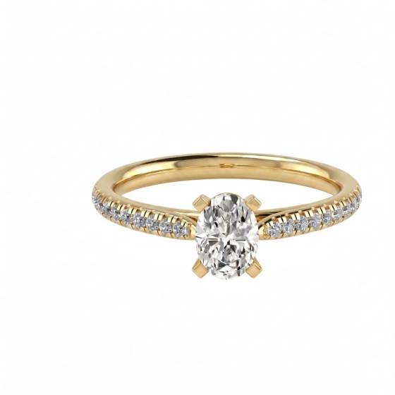 1.25ct VVS2/F Oval Cut Lab Grown Diamond Shoulder Set Ring