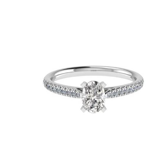 1.47ct VS1/E Lab Grown Oval Diamond Shoulder Set Ring in Platinum